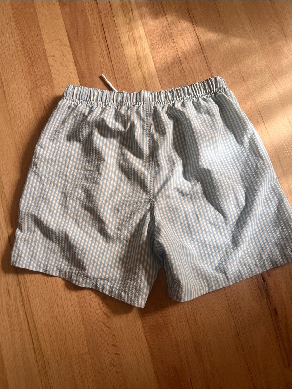 Hollister Light Blue and White Striped Swim Trunks - Picture 2 of 3